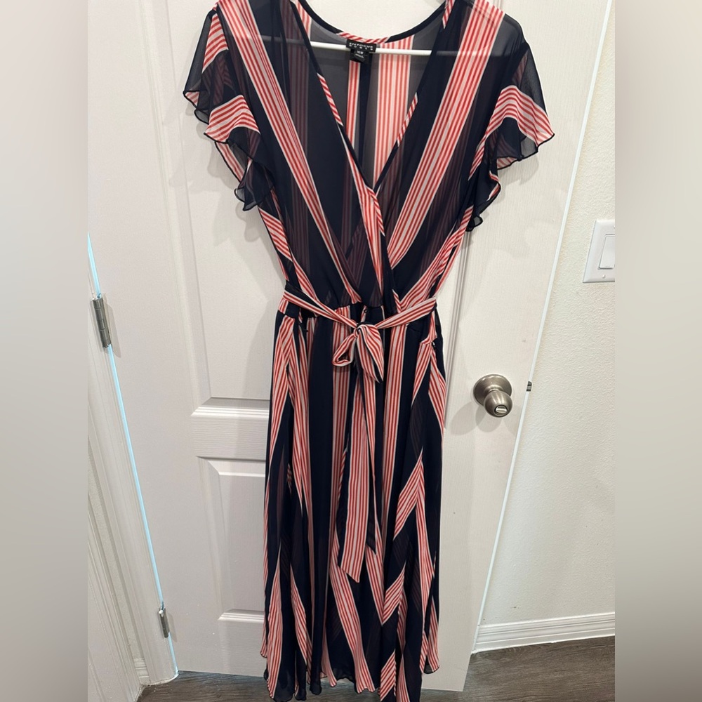 ENFOCUS Women Stripped Wrap Style Maxi Dress